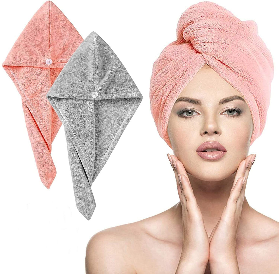 SK RAYAN Hair Wrap - Absorbent Microfiber Quick-Drying Cap for Bath and Salon (2 Pieces)