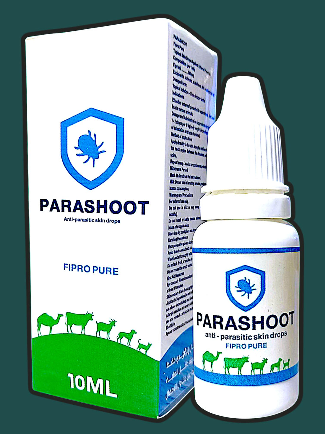 PARASHOOT Anti-Parasitic Drops for Animals Skin Care Repellent Insects Like Ticks, Fleas and Lice