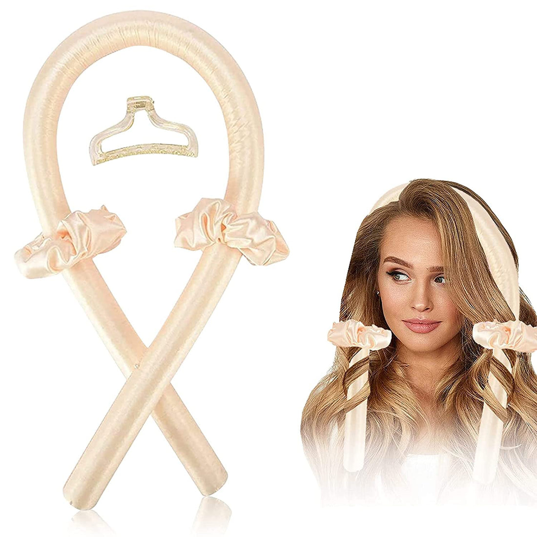 Arabest Heatless Curling Rod Headband, Heatless Hair Curler with Hair Ties and Hair Clip, Comfortable Heatless Hair Curler for Natural Hair Sleeping Overnight (gold)