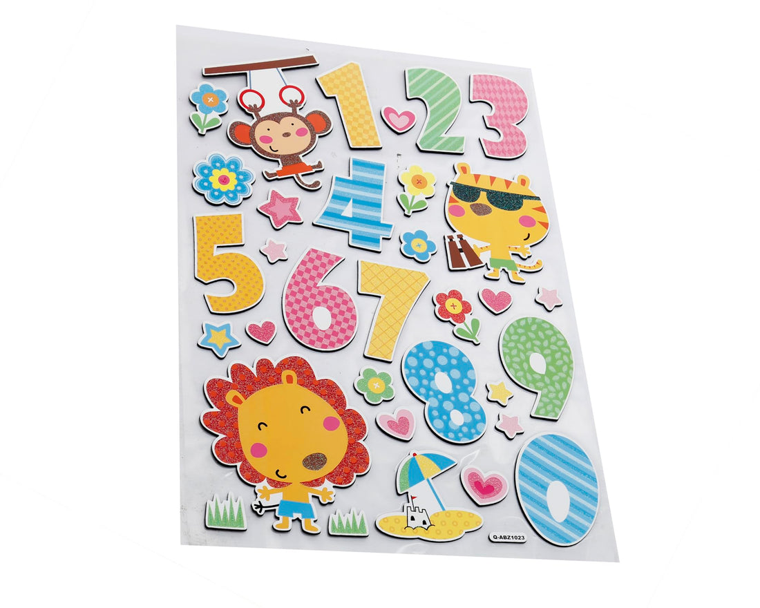 3A Educational English Numbers Plastic Sticker for Kids - Multi Color Q-ABZ1023-3A-4649-Multi Color2