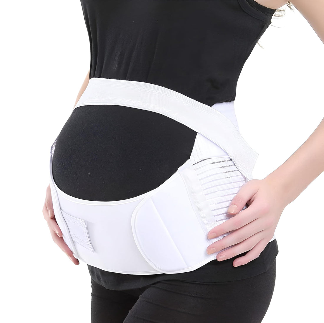 Maternity Support Belt - Comfortable Pregnancy Belly and Back Brace with Adjustable Straps for Expectant Mothers, S-XXL Size for Enhanced Comfort and Support Throughout Pregnancy (White)