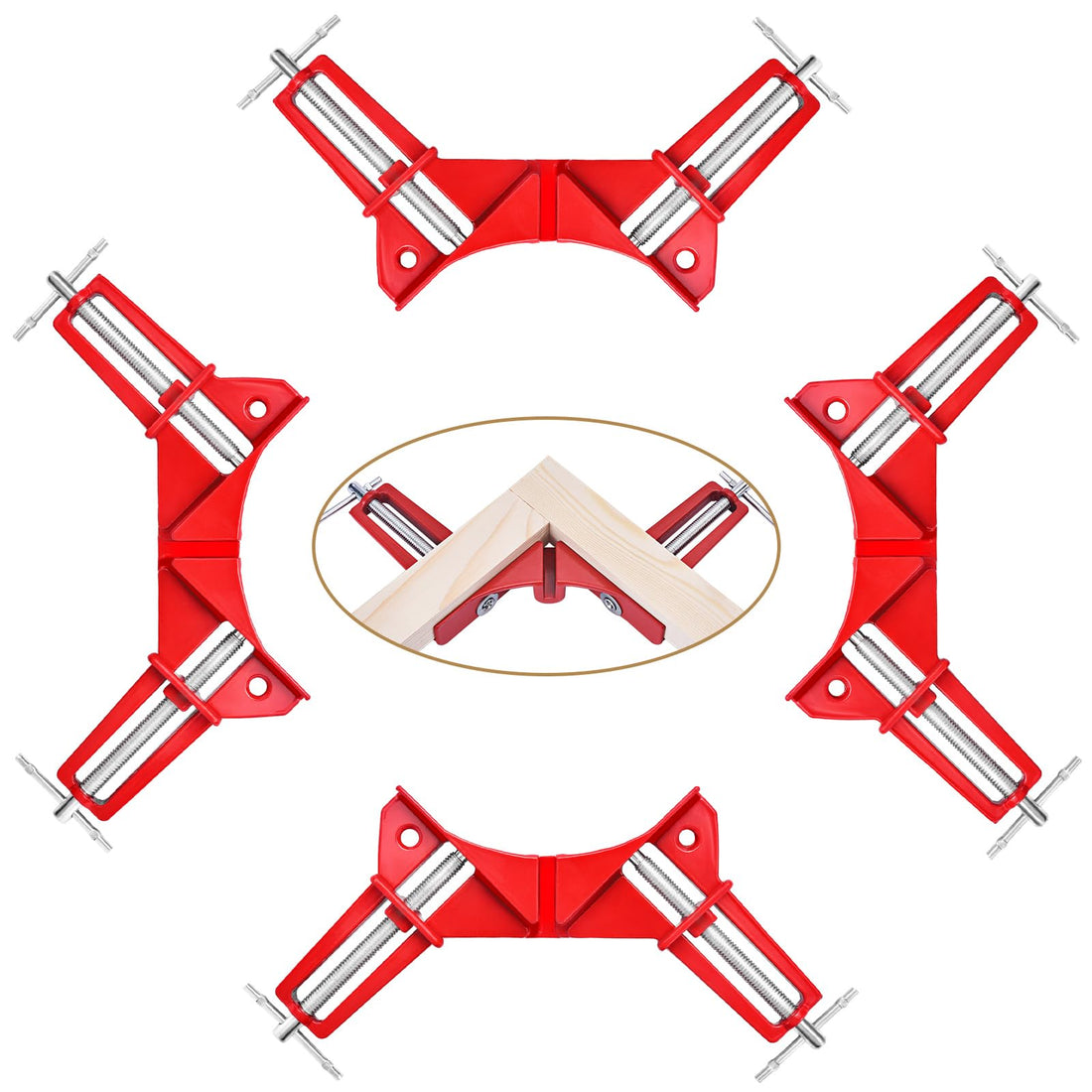 JonPhoe 90 Degree Angle Clamps, 4Pcs Corner Clamps for Woodworking, Aluminum Alloy Adjustable Right Angle Clamp for DIY Framing, Shelving, Welding, Fish-tanks, Cabinets
