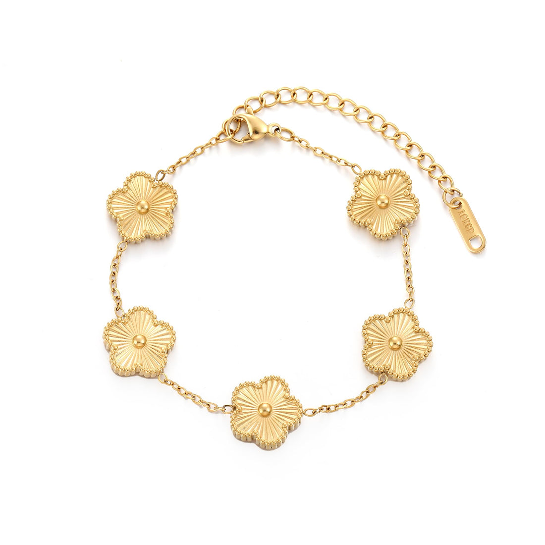 TICVSS Four Leaf Clover Bracelet for Women 18K Gold Plated Stainless Steel Lucky 4 Leaf Link Bracelet Jewelry Gift for Women