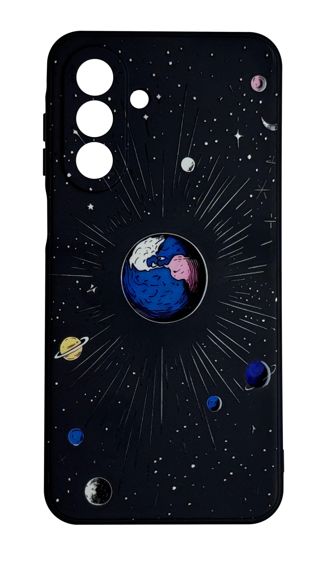 Mobile Magic Silicon Soft Case Microfiber Lining with 3D Flowers Prints For Samsung Galaxy A15 (Earth in Space)