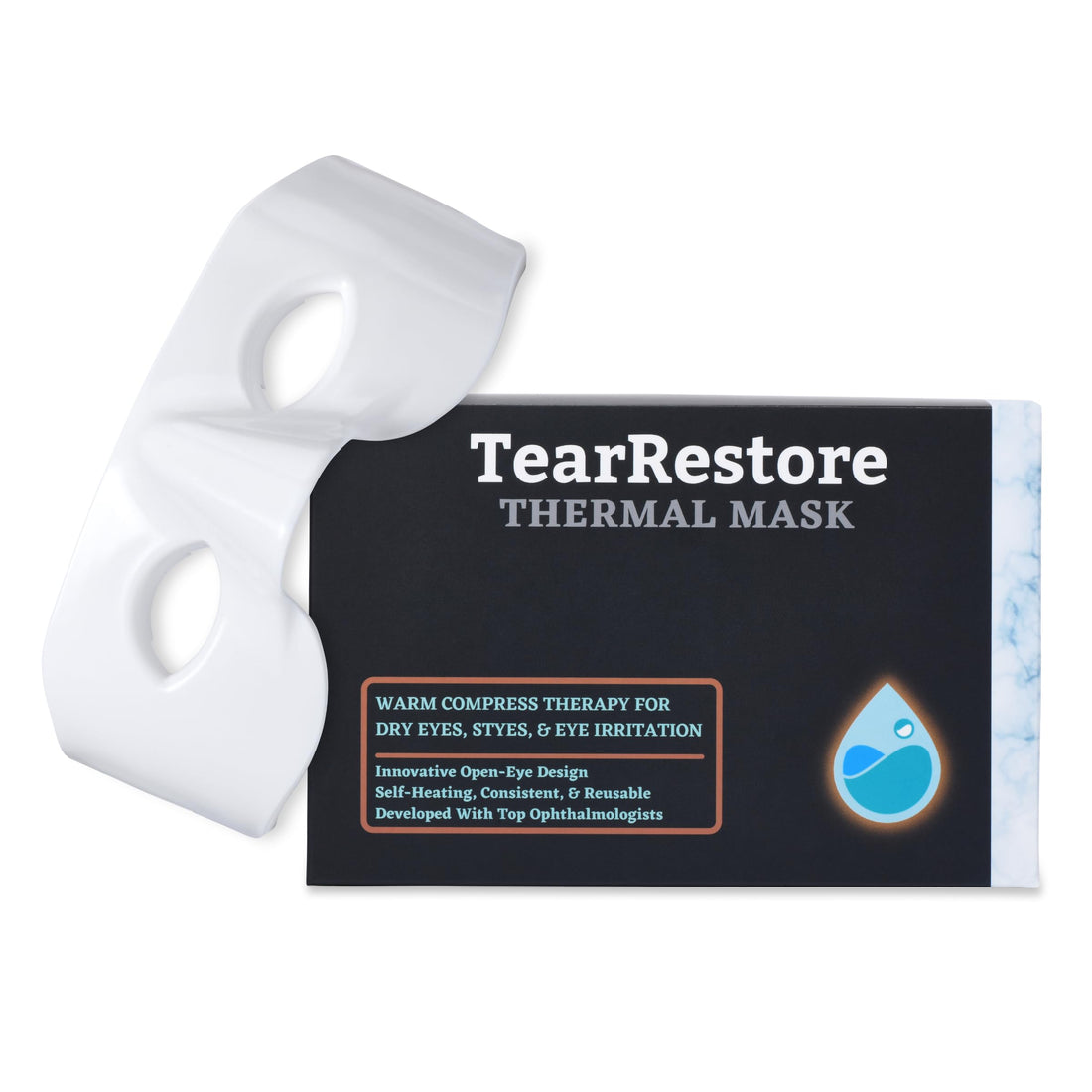 TearRestore Open-Eye Warm Compress Mask for Dry Eyes - Best Heated Eye Compress Mask for Styes and Eye Irritation - Reusable, Convenient, Effective, & FDA Cleared