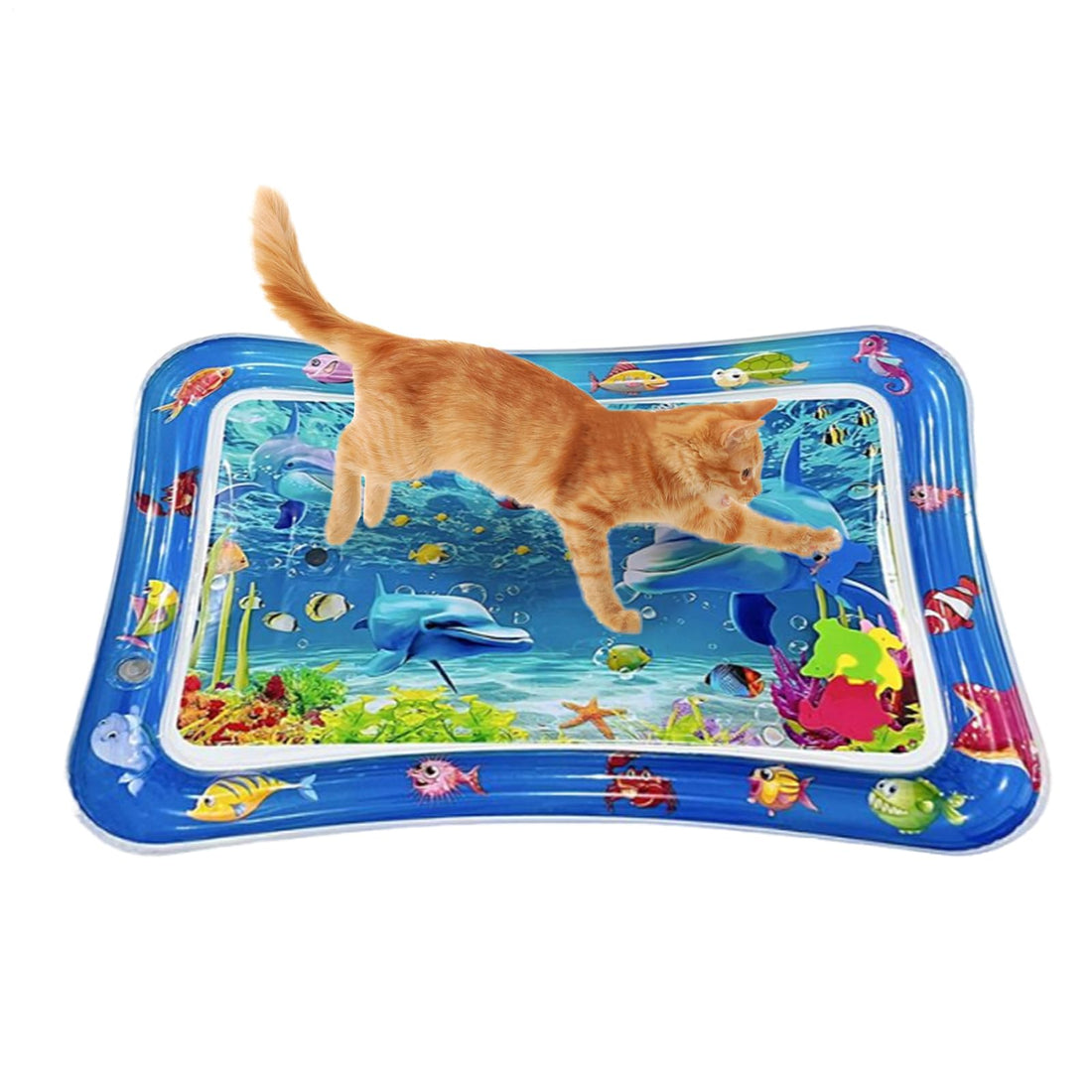 Cat Water Toy,Sensory Water Play Mat for Cats - Sensory Anti Scratch Comfort Enrichment Toys for Indoor Pool Summer Animal Kitten