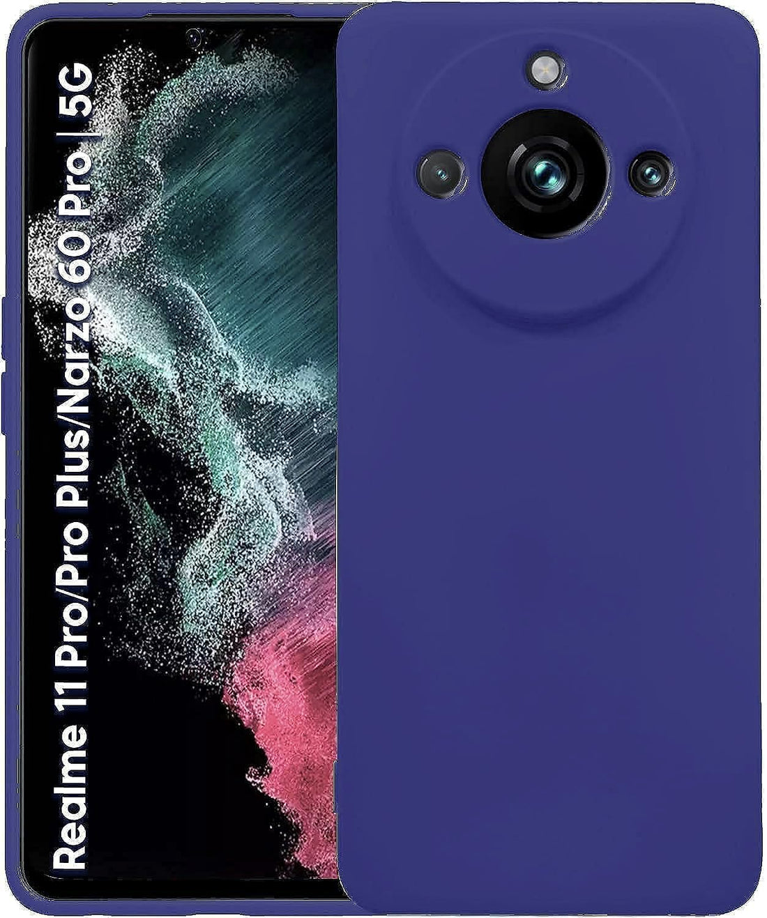 (Realme 11 Pro 5G & 11 Pro Plus) Soft Silicone Gel Rubber Shockproof Back Case Cover Matte Finish Inner Cloth Lining with Camera Protection (Navy)