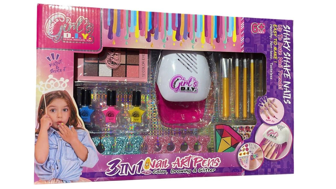 Next Store Nail Art Studio Kit – Quick Dry Nail Polish with Glitter Stones and Decorative Stickers, Develop Creativity & DIY Dexterity, Perfect Gift for Girls