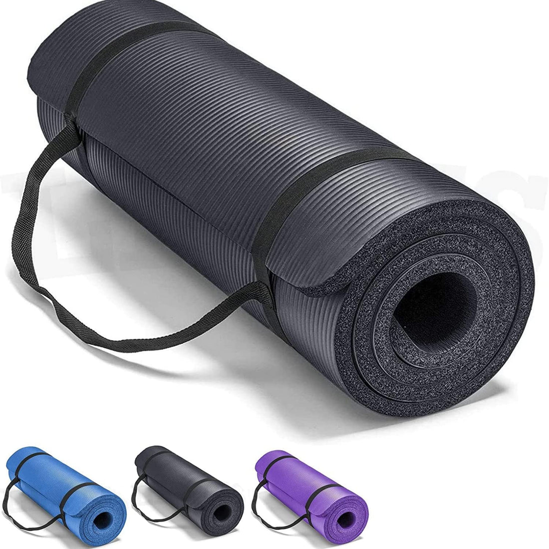 Yoga Mat - Non Slip Yoga Mat with Yoga Mat Strap Included - 10mm Thick Exercise Mat