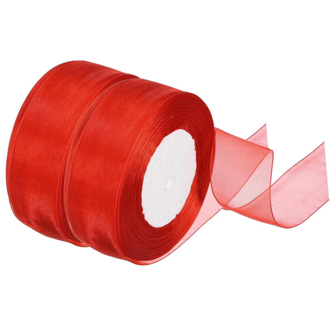 PATIKIL 1.6 Inch x 50 Yard Organza Ribbon, 2 Pack Gift Wrapping Ribbon for Bouquet Cake Invitations Card Decoration Home Party Decoration, Red