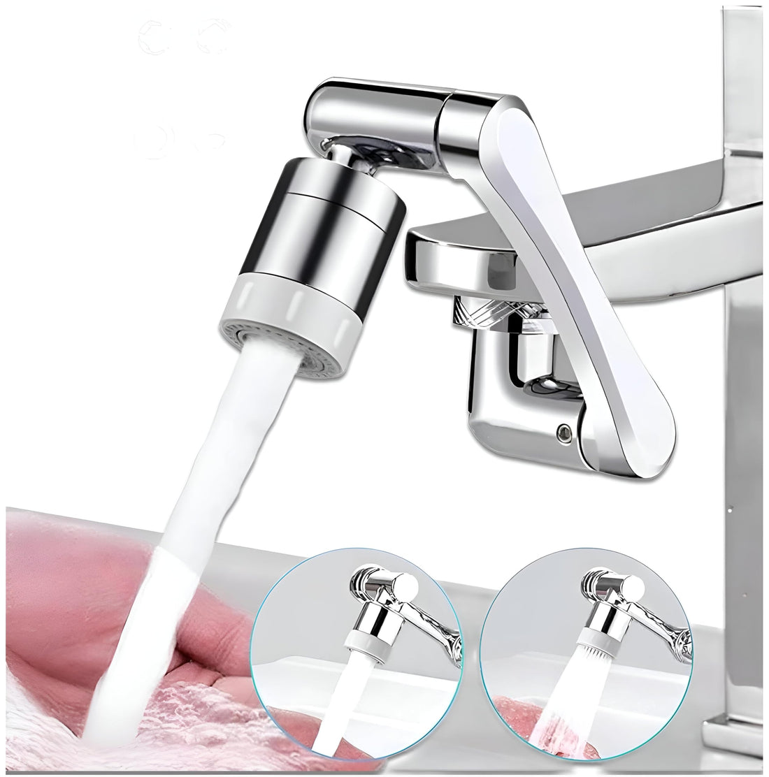Universal Faucet Extender - Sink Water Dispenser with 2 Dual Water Output Modes, 360° Swivel Design, Adjustable Water Flow, Simple Installation and Cleaning for Convenience (Silver, 2 Dispensers)