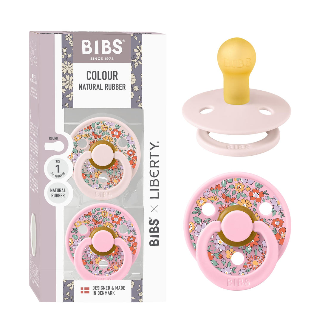BIBS x Liberty Pacifier Colour 2 pack Oscar Meadow Latex Size 1 Petal Mix