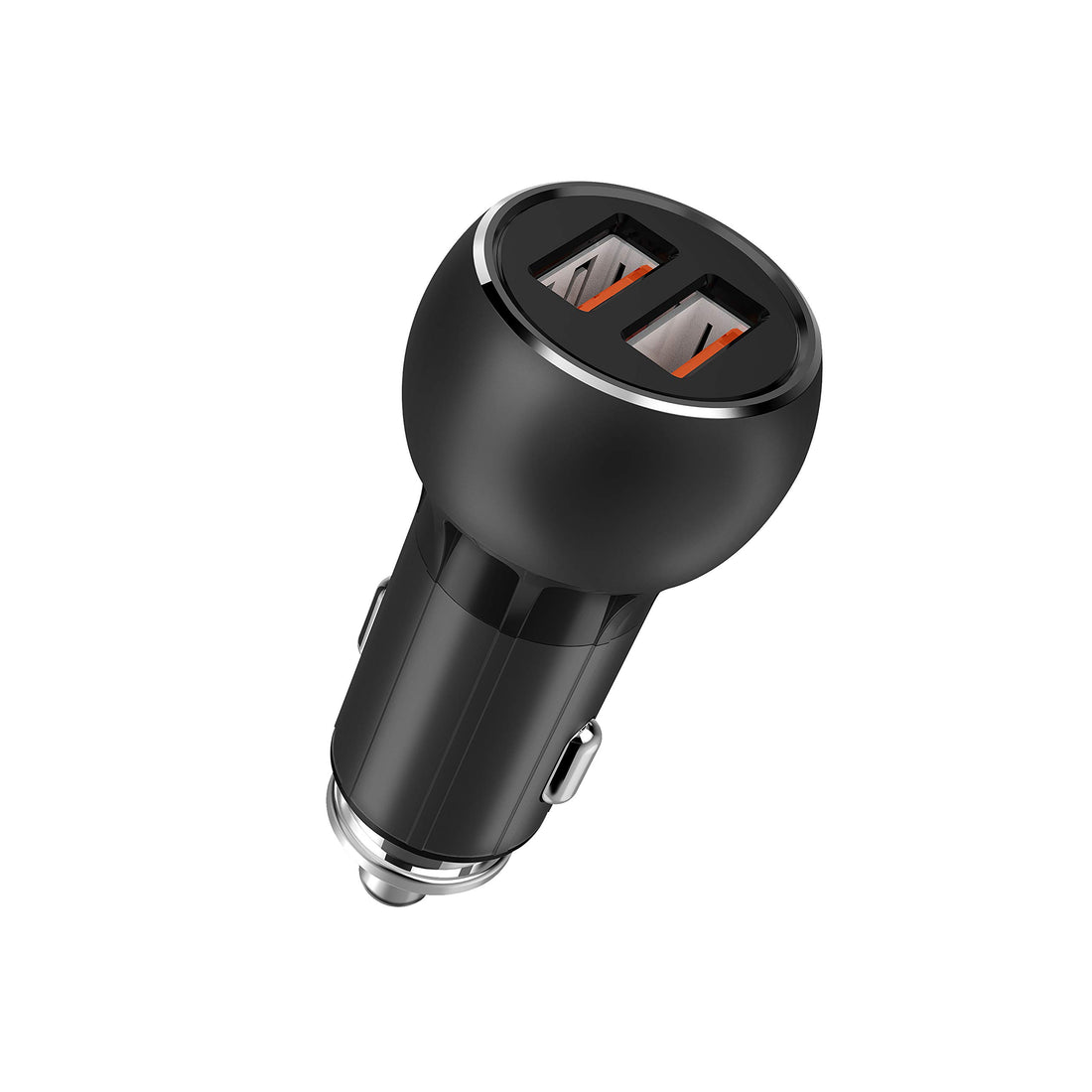 LDNIO C503Q Fast Car Charger 36W With 2USB Port QC3.0 , Metal Car Charger , White Indicator Shines when it is charging with Micro Cable - Black