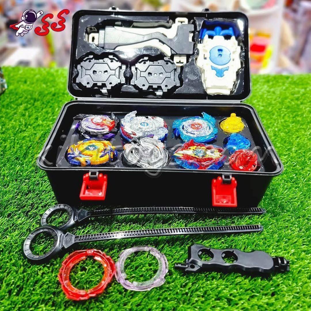 Generic Amazing Box 8 Original Metal Beyblades 2 Launchers + Launcher Arm + Belt Complete Set for Kids (2-3 Players, Ages 18+)