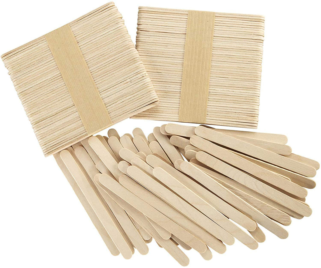Orgen 200pcs Craft Sticks 100% Natural Wood Popsicle Craft Sticks Ice Cream Pop Sticks, Smooth, Splinter-Free Waxing Spatulas, for Candy Making, Garden Markers, DIY, Art Projects (4.5 inch)