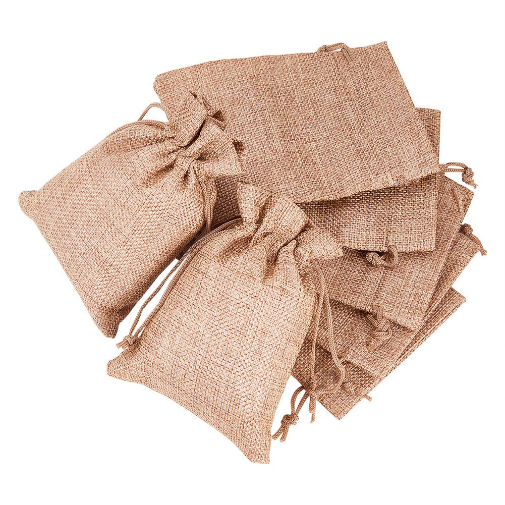25 Pieces Burlap Bags with Drawstring Gift Bag Jewelry Bag for Wedding and Crafts - 13.9cm x 9.9cm, Linen