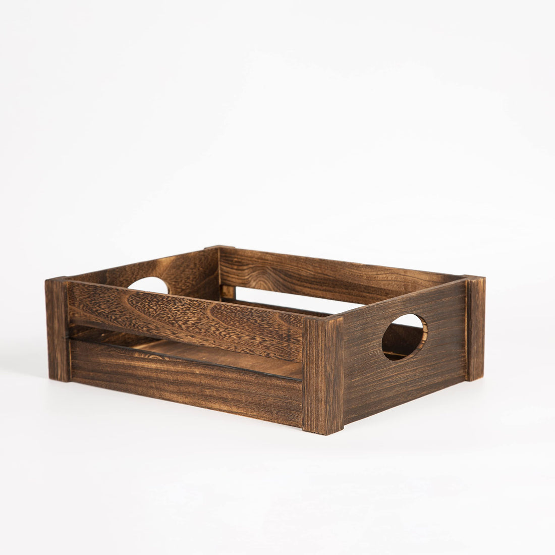 Wickerfield Shallow Wooden Storage Box With Handles Retail Display Tray Kitchen Storage Undershelve Box Bathroom Storage (XL, Brown)