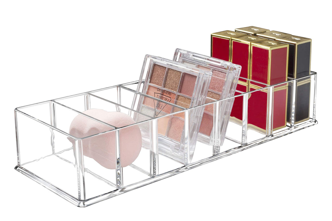 Detachable Makeup Organizer, 8 Compartments Acrylic Cosmetic Storage Jewelry Display Boxes, Clear Drawer Organizers Case for Dresser Vanity Bathroom Kitchen, Clear,