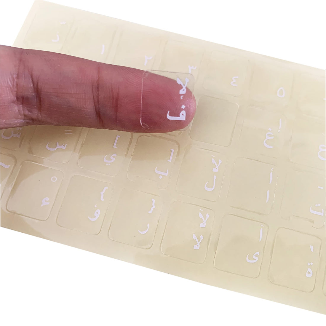 Eco-Environment Keyboard Stickers with White Arabic Letters on Transparent Background (White Alphabet)