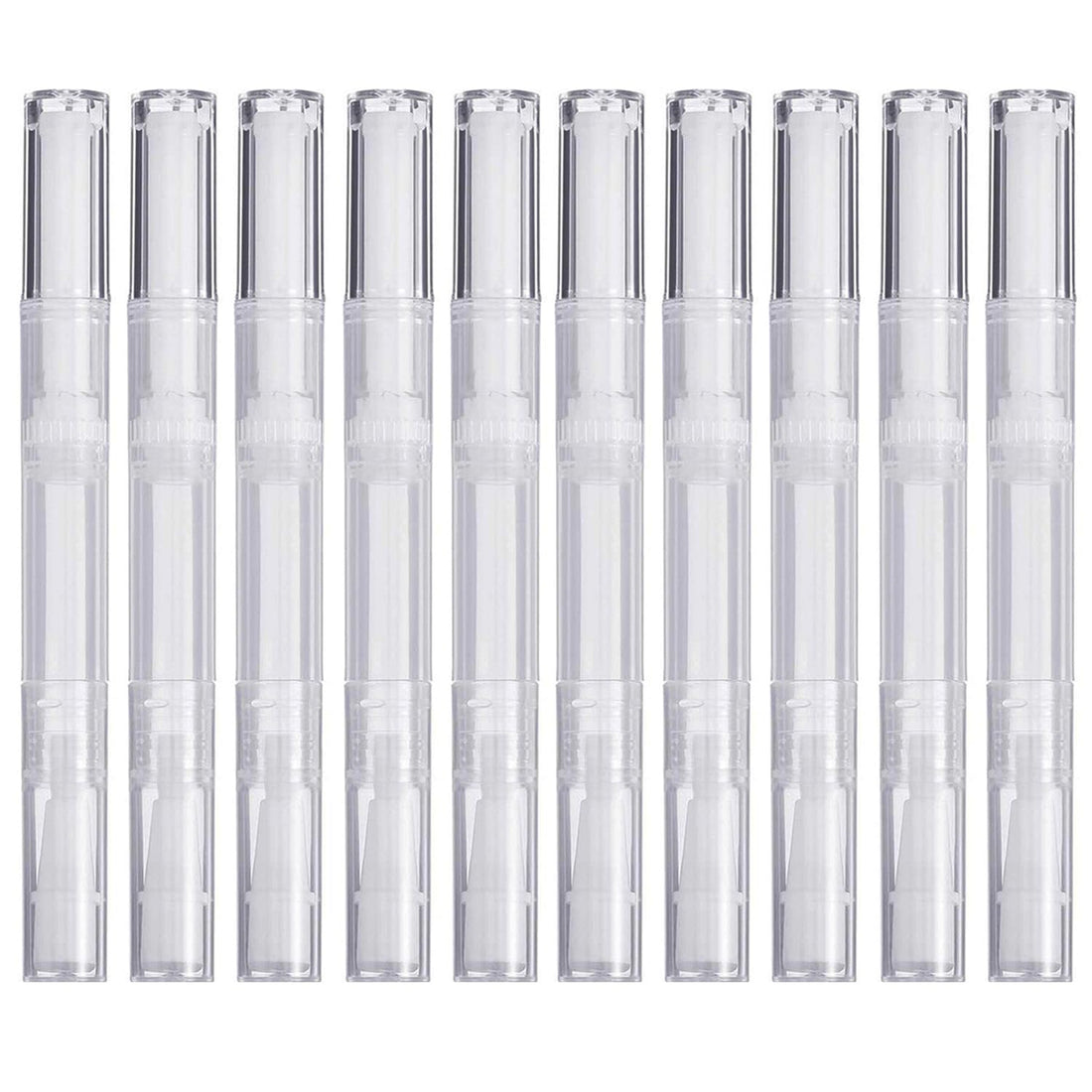 10 Pack 3 ML Transparent Twist Pens, Empty Cuticle Nail Oil Pen with Brush Tip, Cosmetic Lip Gloss Containers Applicators Eyelash Growth Liquid Tube