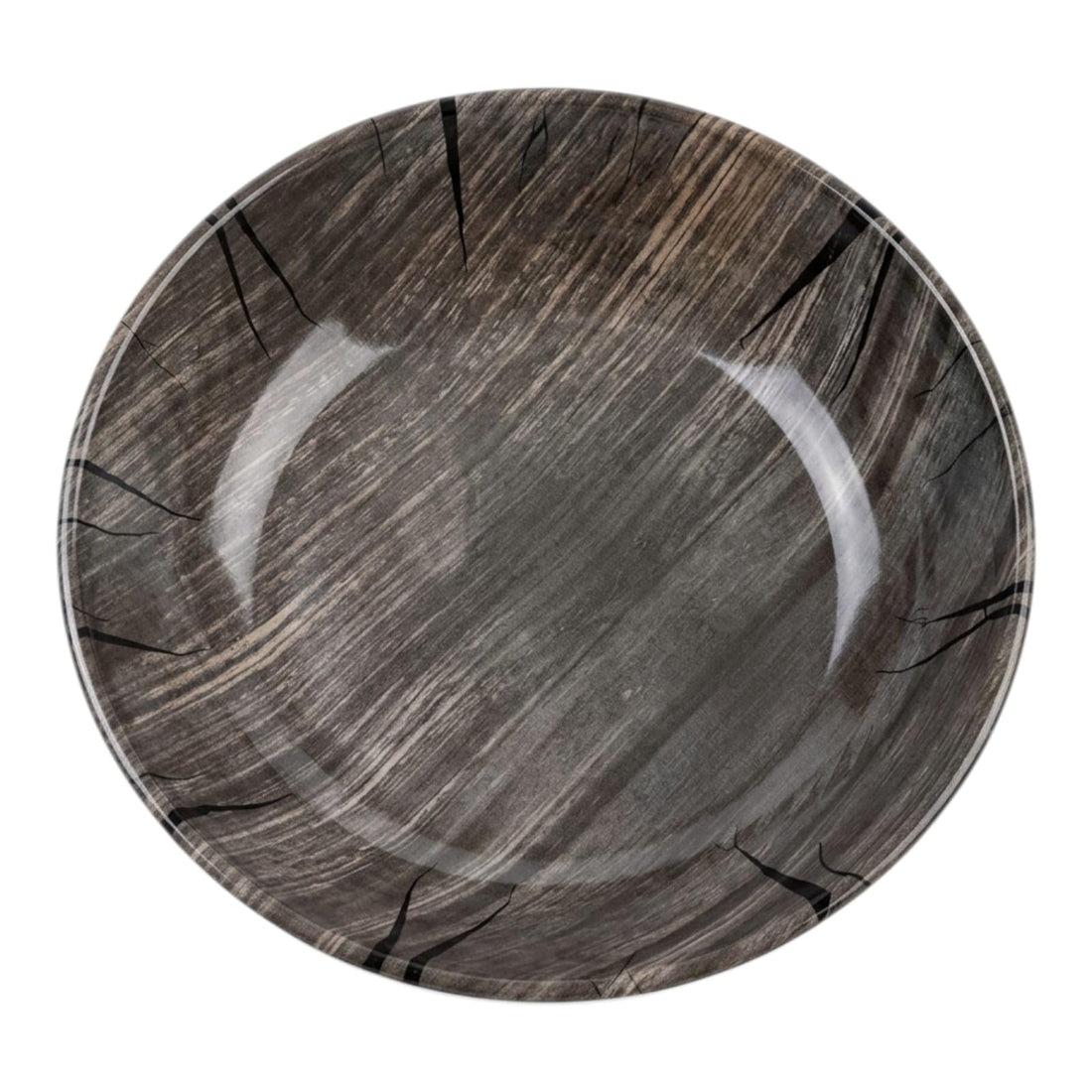 Fullora Plastic Medium Round Deep Serving Platter for Breakfast, Dessert, Salad, Soup (Solid Grey)