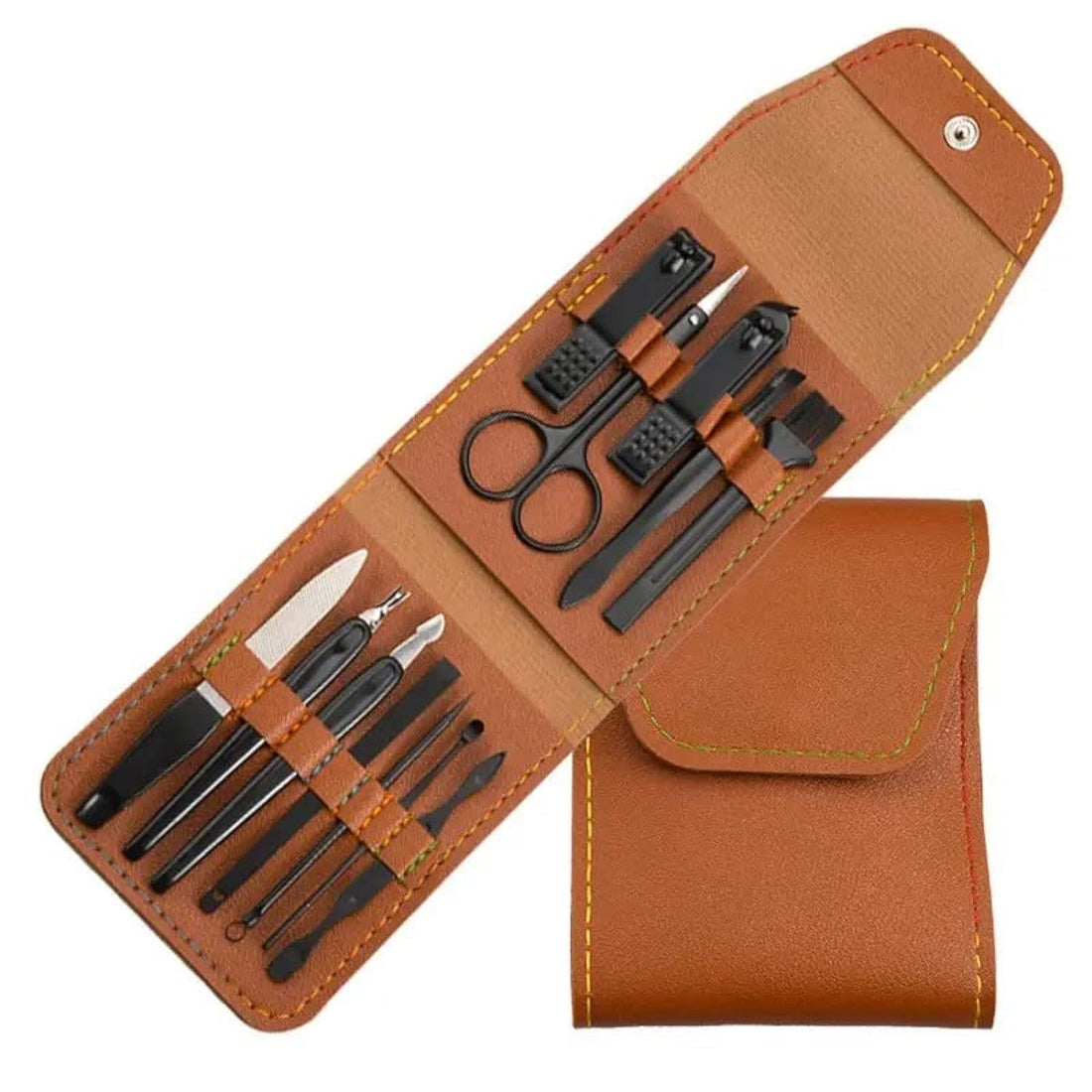 12PCS Manicure Pedicure Set Stainless Steel Professional Nail Clippers Kit Nail Scissors Nail File Travel Grooming Kit Gift For Men Women Travel Home