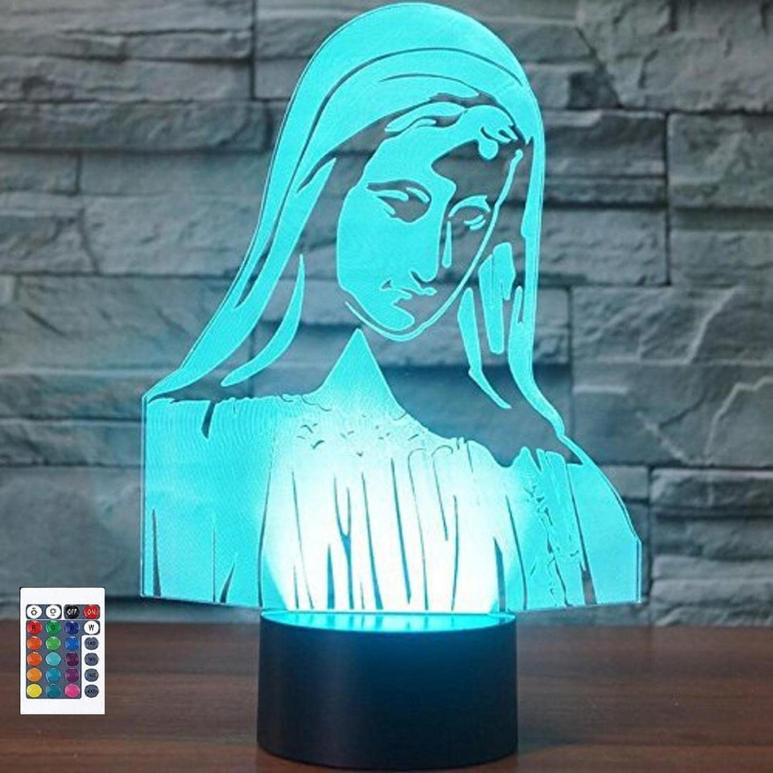 FXUSLGT 3D Virgin Mary Night Light Remote Control Touch Switch 16 Color Change LED Table Desk Lamp Home Decoration Toy Birthday Xmas Kid Children Gift