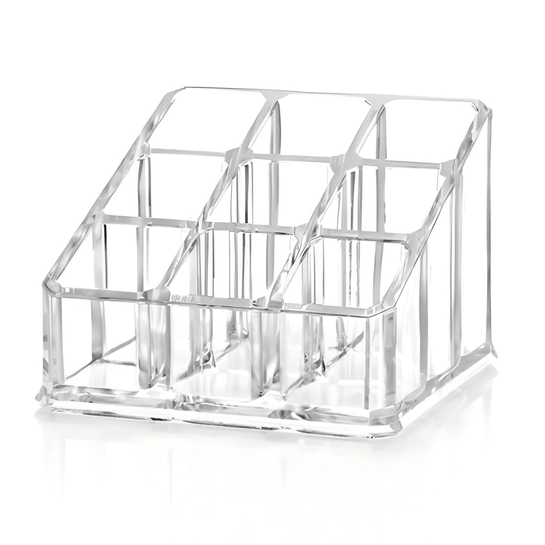 Clear Acrylic 9-Slot Lipstick & Cosmetic Organizer – Compact Makeup Holder for Lipstick, Lip Balm, Essential Oils & More – Transparent Plastic Storage Stand