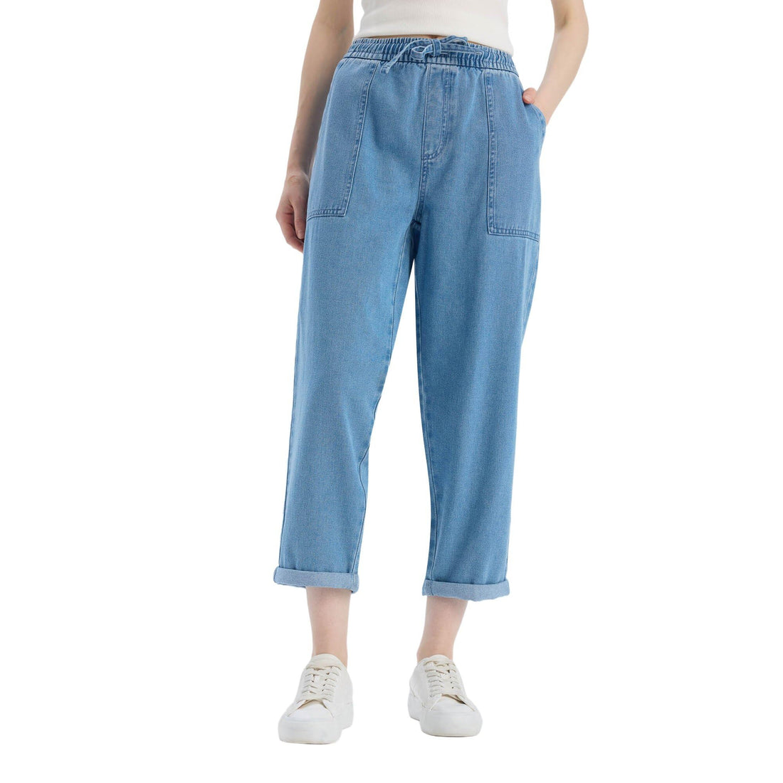 DeFacto Womens Special Collection Denim Carrot Fit Trousers D8245AX Casual Pants