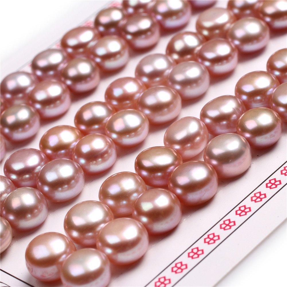 JAZZEEL 30 Pairs of 8mm Purple Genuine Freshwater Pearl Beads, Half Drilled AAA Grade Cultured Loose Pearls for DIY Earring Studs, Rings, and Fine Jewelry Crafting Projects