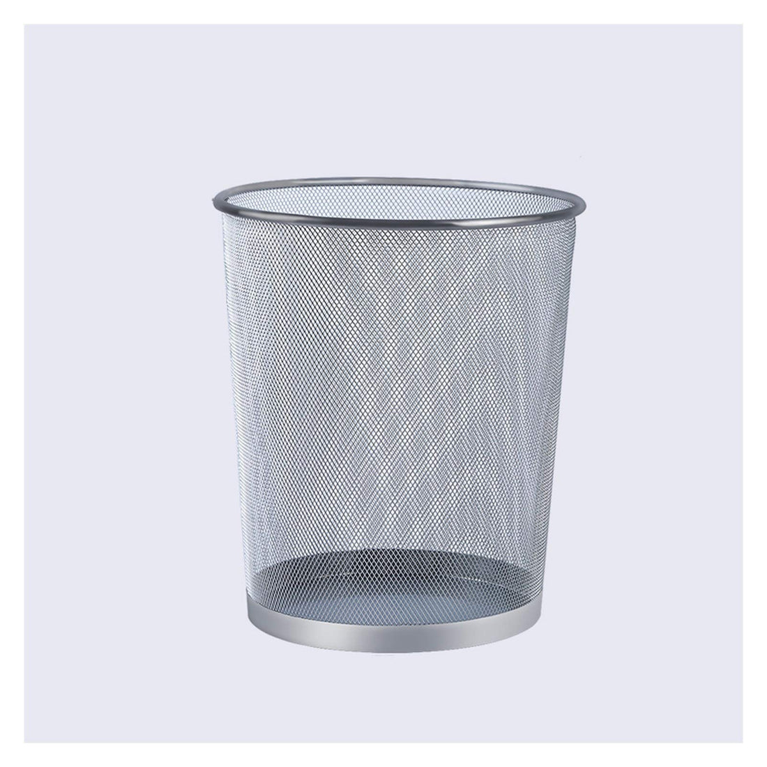 YI0877CHANG Garbage Bin Round Mesh Wastebasket Recycling Bin Wrought Iron Hollow Trash Can Household Metal Without Cover Waste Basket for Office Bathroom Living Room Step Trash (Size : Silver-18L)