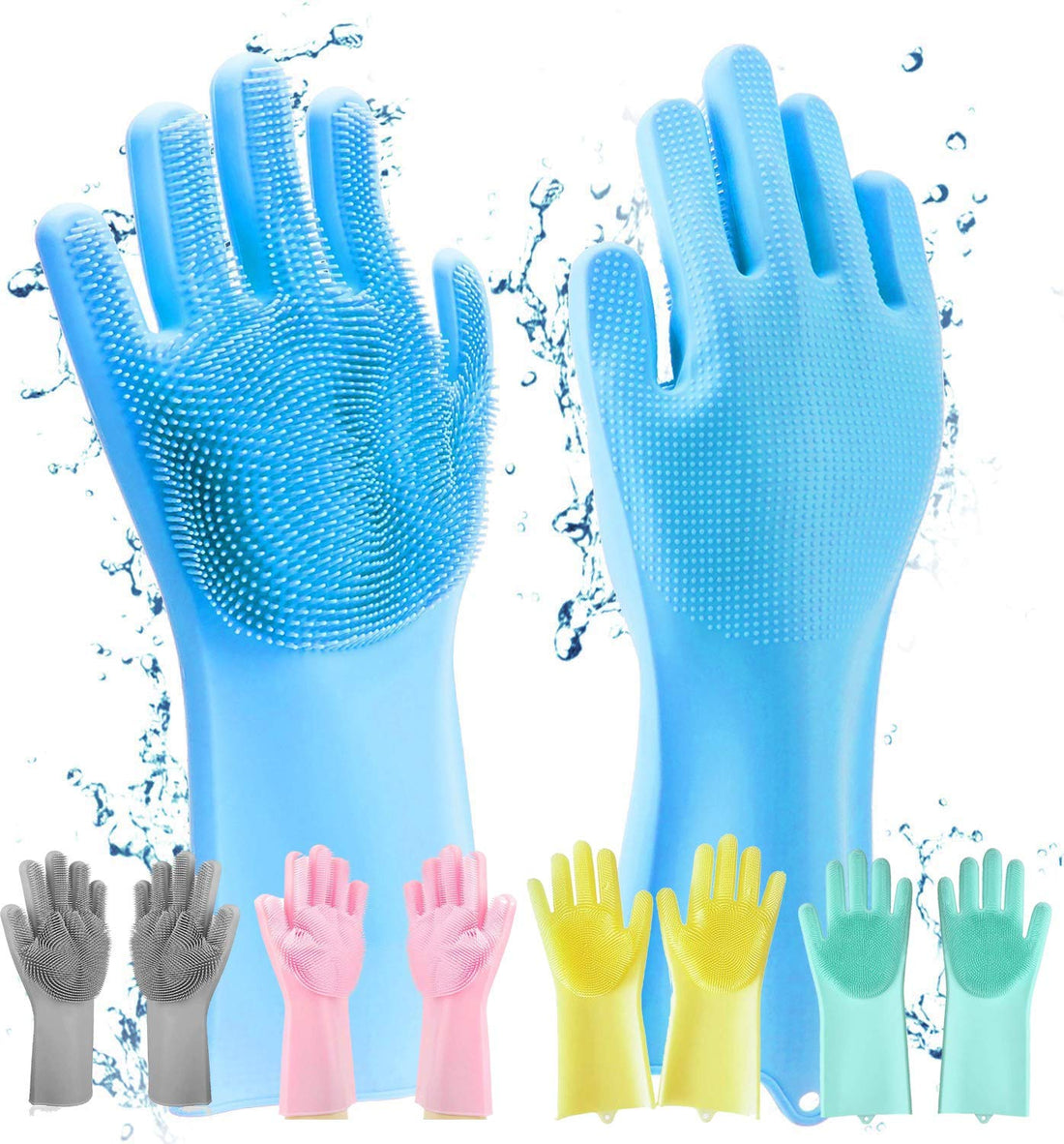 Gloves Magic Silicone Dish Washing Gloves, Silicon Cleaning Gloves, Silicon Hand Gloves for Kitchen Dishwashing and Pet Grooming, Multicolour, 1 Pair (2 Gloves)