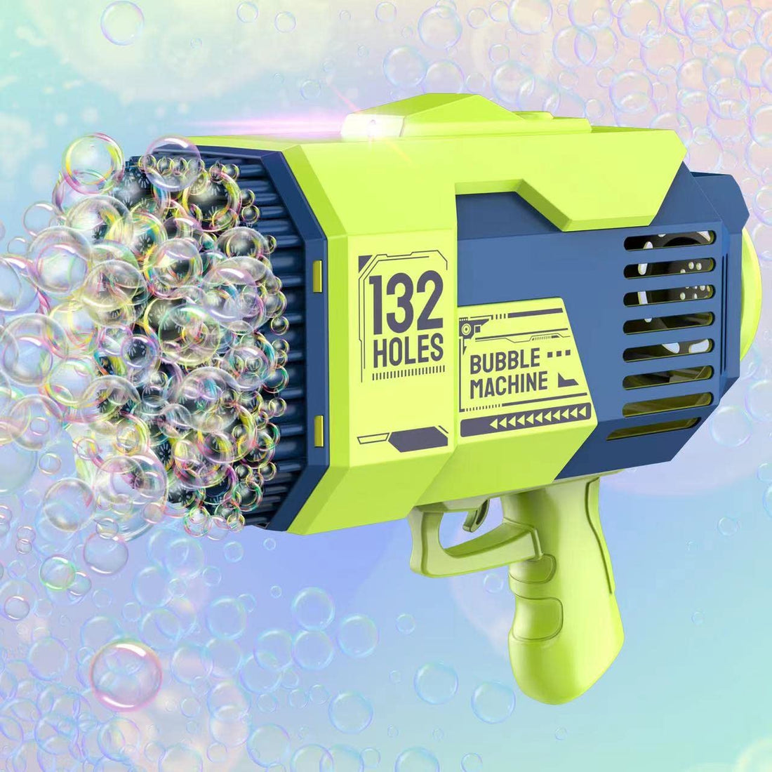 132 Hole Bubble Machine,Bazooka Bubble Gun with Colorful Lights,Bubble Bazooka Gatling Gun Toys for Kids Adults Summer Outdoors Party Activity, Easter, Birthday Gift (Green)