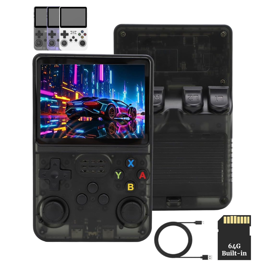R36S Portable Game Console, Portable Retro Game Consoles with 3.5 Inch IPS Screen, 3000mAh Battery, 64GB/128GB Memory, No TF Card Included,