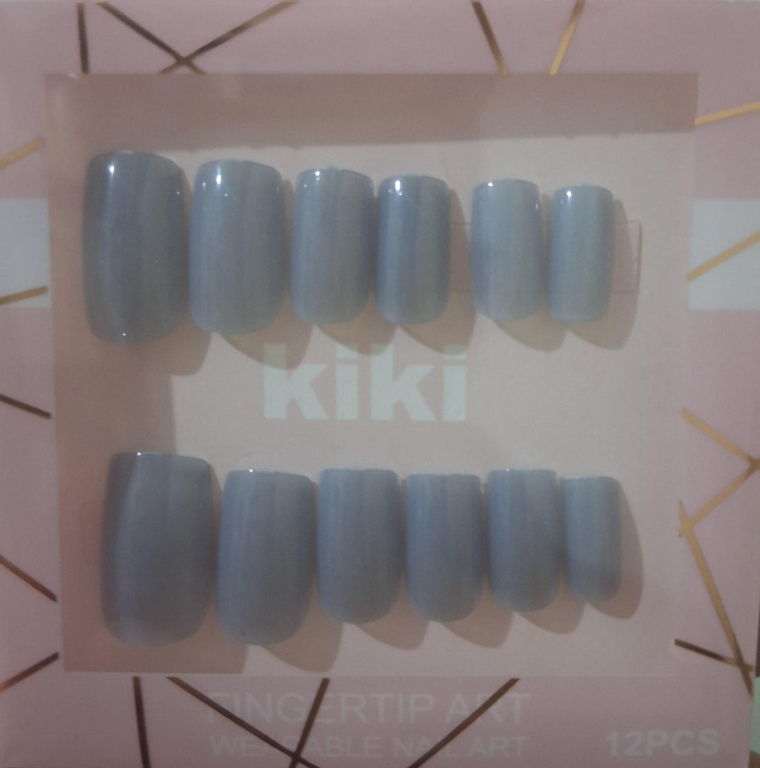 Acrylic Press on Nails - 12 Pcs Medium - Fake Nails, Perfect for Parties, Come with 1 Sheet Double Face - Oval Shape (Oval, Light Blue)