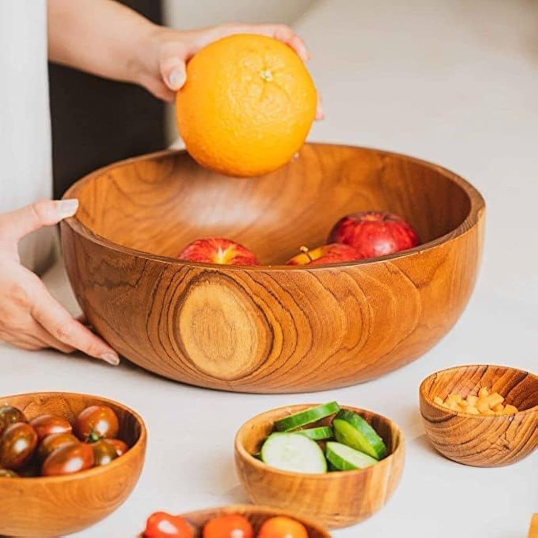 Egypt Antiques 100% Natural Handmade Wood Plate Natural Oil Treated Cold Snack Salad Hot Different Sizes (10 Inch)