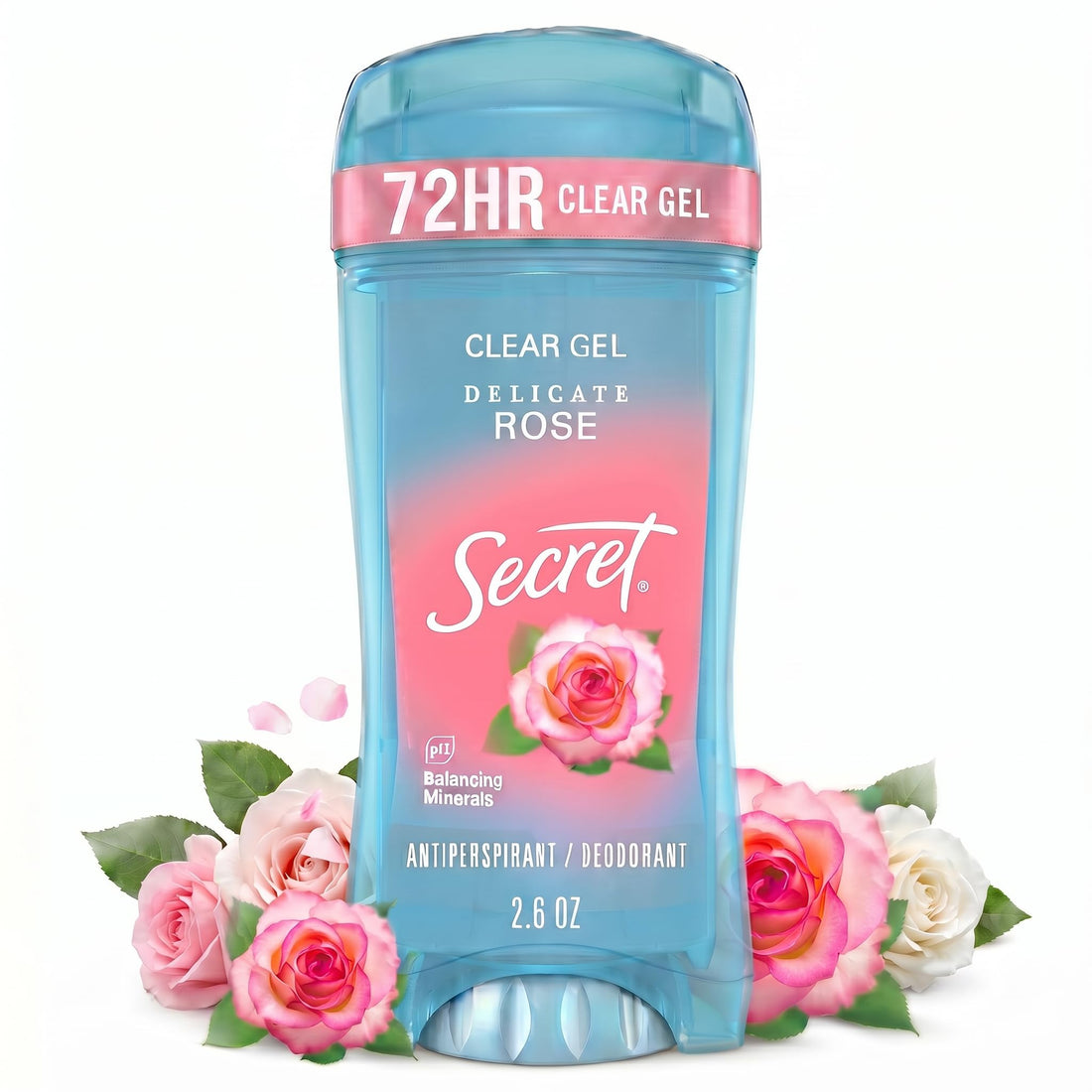 Secret Clear Gel Antiperspirant and Deodorant, Rose Scent, Single Pack, 2.6 Oz.
