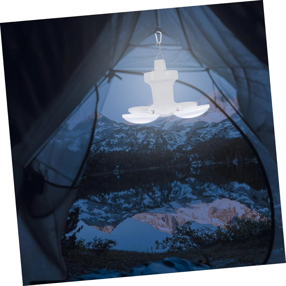 Rechargeable LED Emergency Lantern with Solar Panel, Foldable Tent Hanging Light, Handheld Work Lamp, Multi-Mode Brightness, Blush White ABS Plastic, Outdoor and Camping Travel Essentials