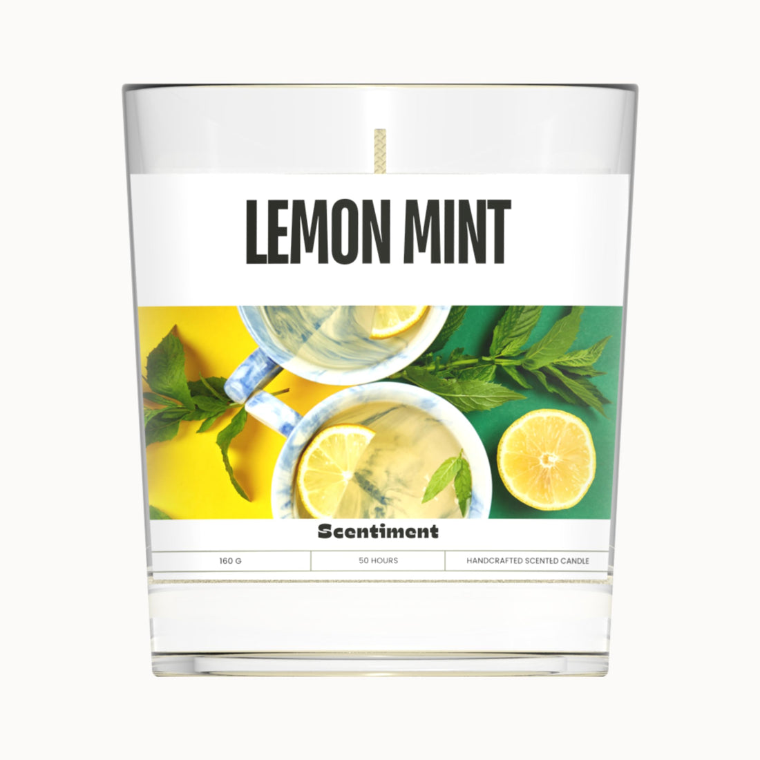 Scentiment Scented Candle | 40 Hour Burn | Premium Soy Coconut Wax Blend | Hand-Poured, Clean & Non-Toxic | Reusable Glass Jar | Perfect for Gifting, Home Décor & Relaxation (Lemon Mint)