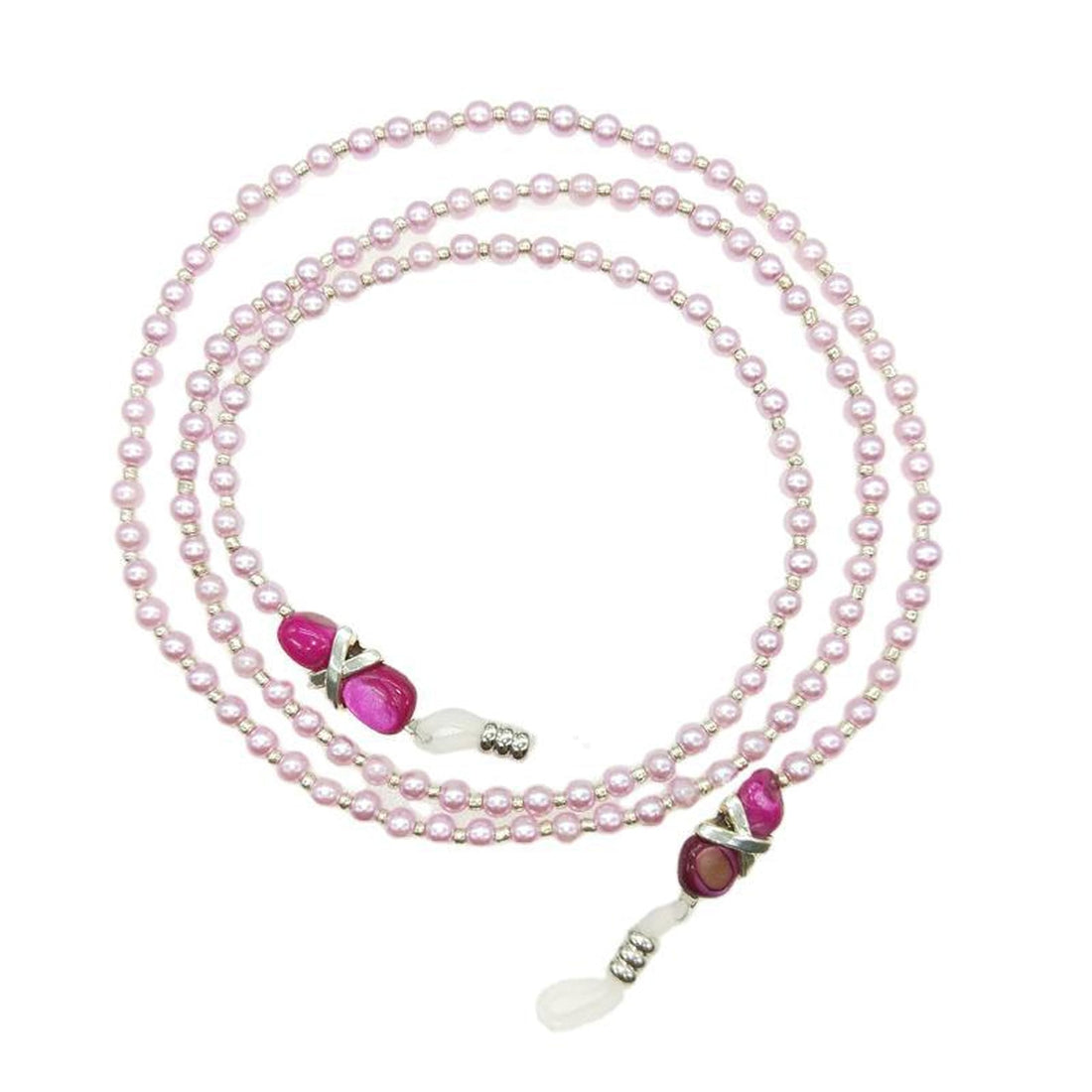 JAZZEEL An Elegant Pearl Eyeglass Chain for Women and Girls - A Pink Beaded Sunglasses and Reading Glasses Cord and Neck Strap Rope Holder - Pink