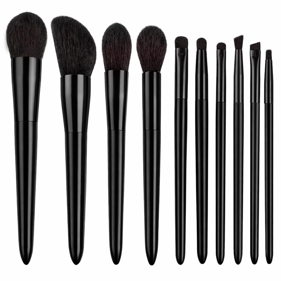 Makeup Brush Set With Bag - Professional Makeup Brushes, Set Of 10 Pieces, Soft Bristles, Foundation, Eyeshadow, Blending & Contouring Brushes, Beauty Tools, For Women & Girls (Black)