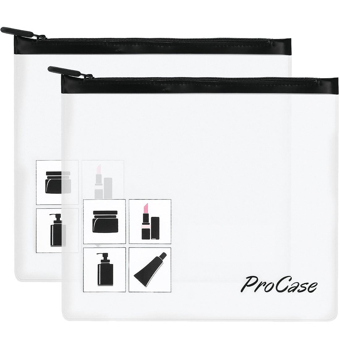 ProCase TSA Approved Fly Travel Toiletry Bag Makeup Pouch, Durable Quart-Size Carry-On Clear Small Handy Bag with Zipper for Liquids Bottles Tubes Cosmetics Container (2-Pack)