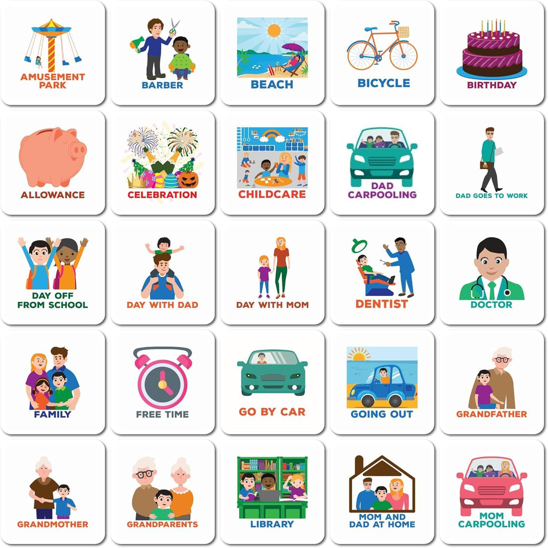 Magy store - Magnetic Pictograms for Weekly Planner - 50 Pieces - English - for Kids - Outdoor Activities - Daily Routine - Autism Planner - Magnets - Routine Tasks - Reward Chart