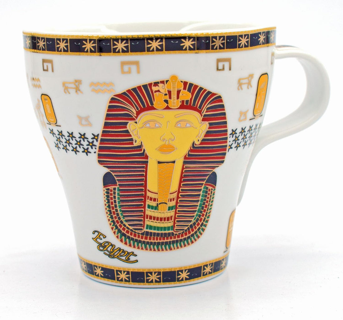 immatgar pharaonic mug ancient Egyptian souvenirs gifts from Egypt - mother day gifts (Tutankhamun - White - 250MM)