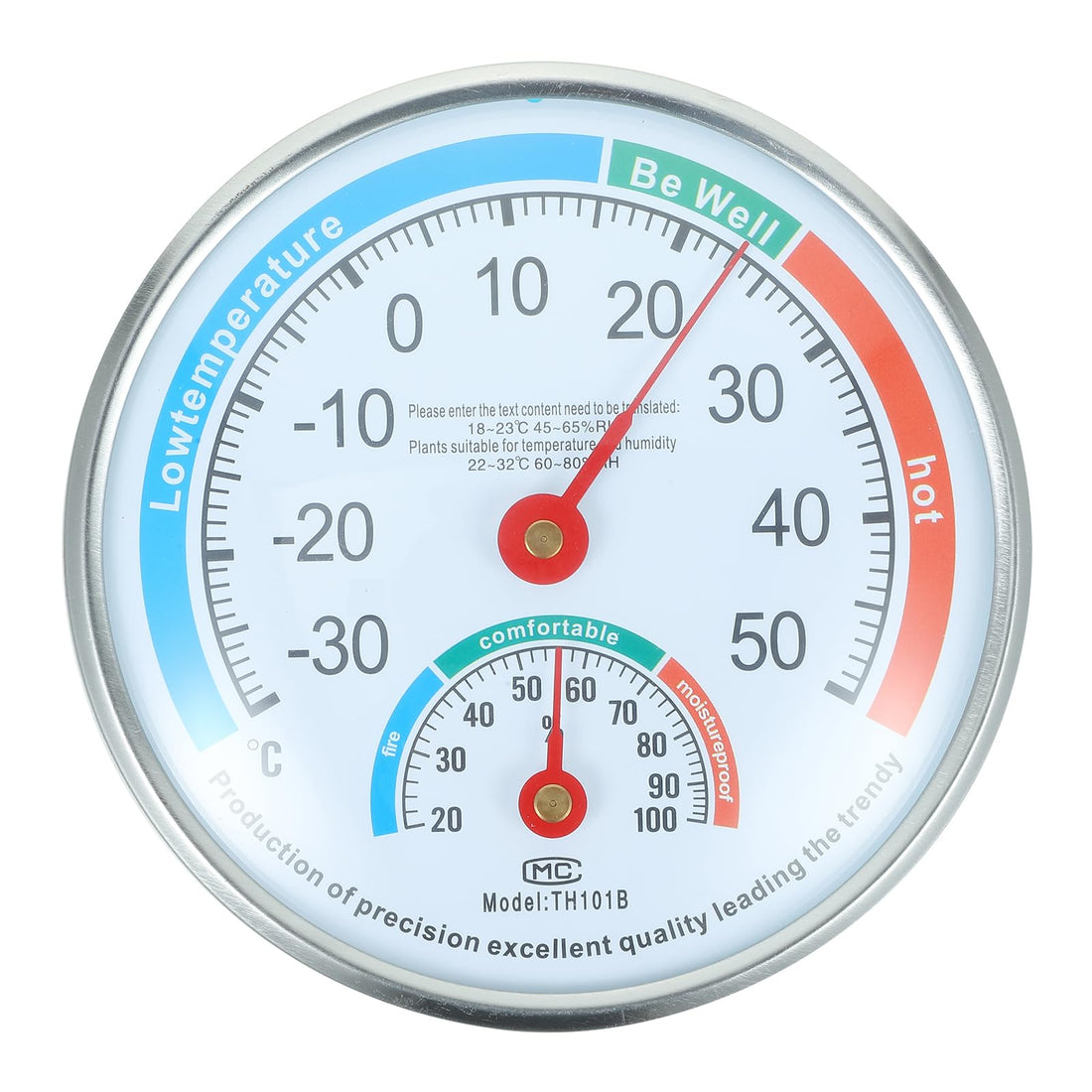 Analog Thermometer, Round Clock-Shaped Analog Hygrometer Mini Analog Temperature Humidity Meter Thermometer
