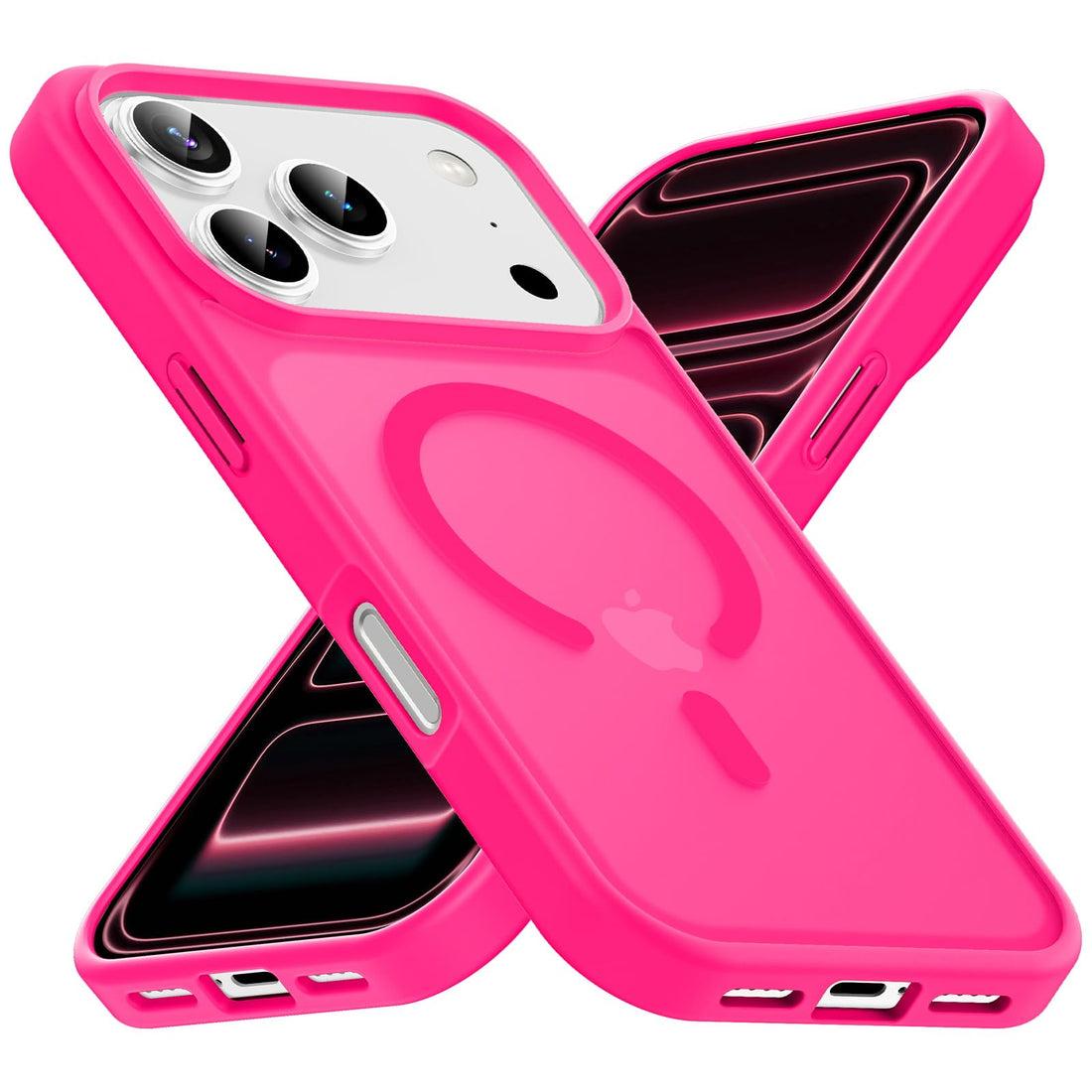 Compatible for iPhone 17 Pro Max Case Magnetic, Compatible with Magsafe, Shockproof Military-Grade Protection, Translucent Matte Anti-Scratch Phone Case (Hot Pink)