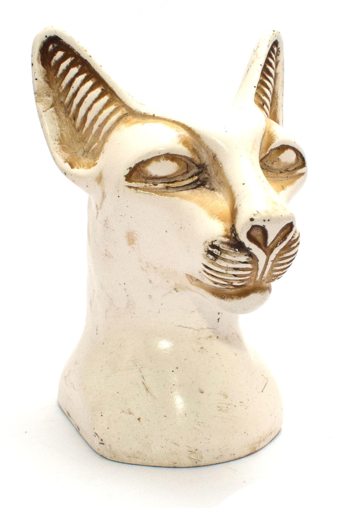 immatgar pharaonic bust bastet Statue ancient Egyptian souvenirs gifts for women and men Home Décor Sculpture Pharaohs art (off white - 10.5 CM long)