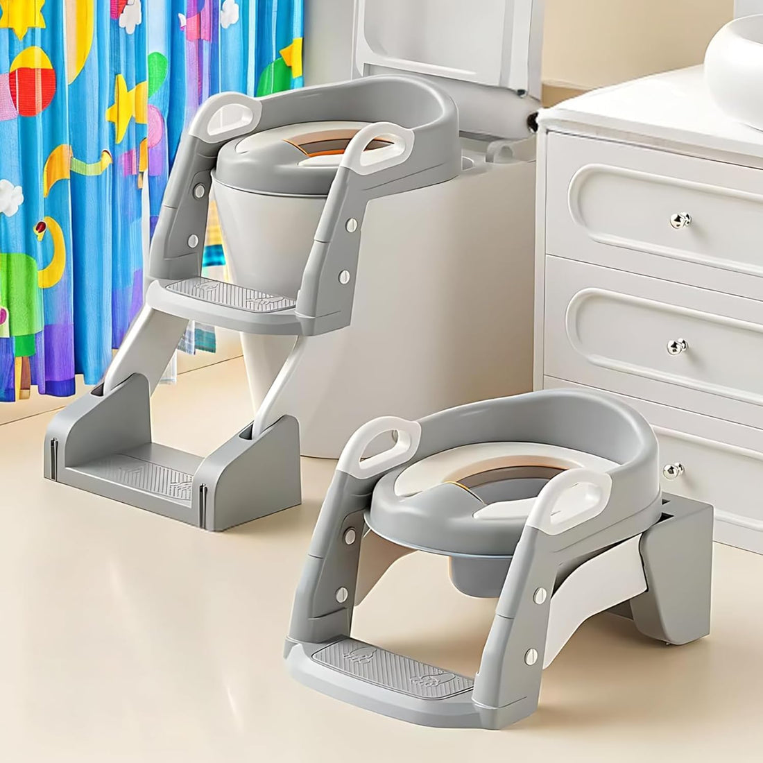 Potty Training Seat with Step Stool Ladder,OYDAS 2-in-1Potty Toilet for Kids,Toilet Training Potty Seat Sturdy Comfortable Built in Non-Slip Steps Soft Cushion Seat for 1-10 Years Baby (gg170)