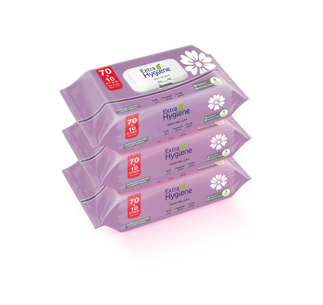 Extra Hygiene Wet Wipes Fresh Multipurpose Lavander 240W (80x3Pcs)