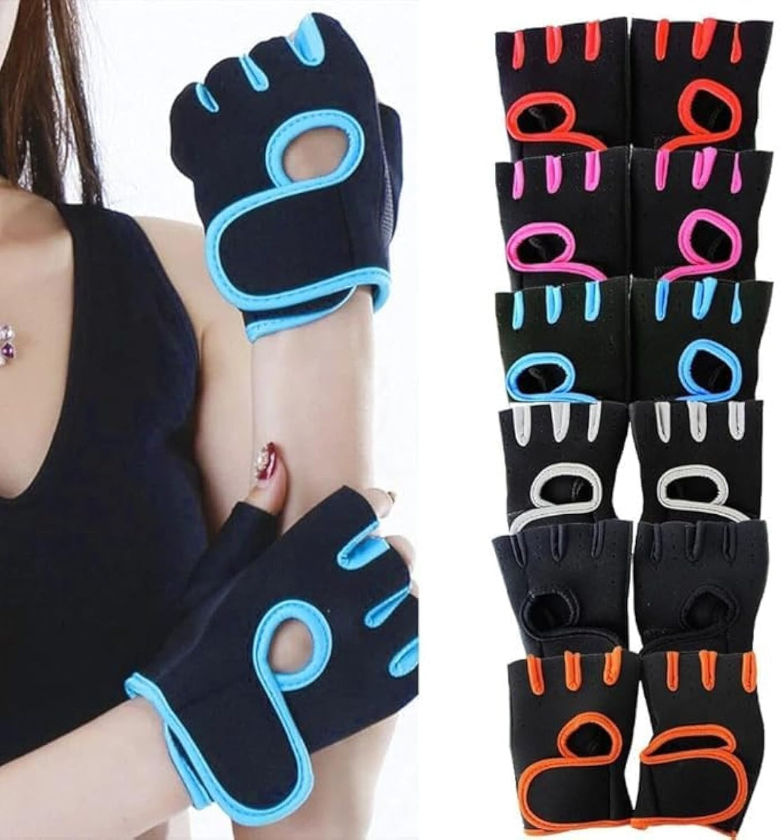 MD Stay Fit Color Sport Purpose, Training Equipment, Men and Women, Half - Finger Riding Fitness Gloves